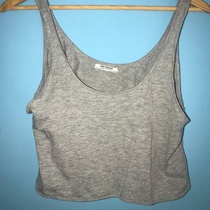 Light gray spaghetti strap crop top